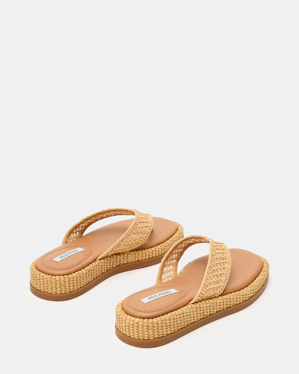BELLA Natural Raffia Thong Square-Toe Platform Women's Sandal | Steve Madden Top Pick
