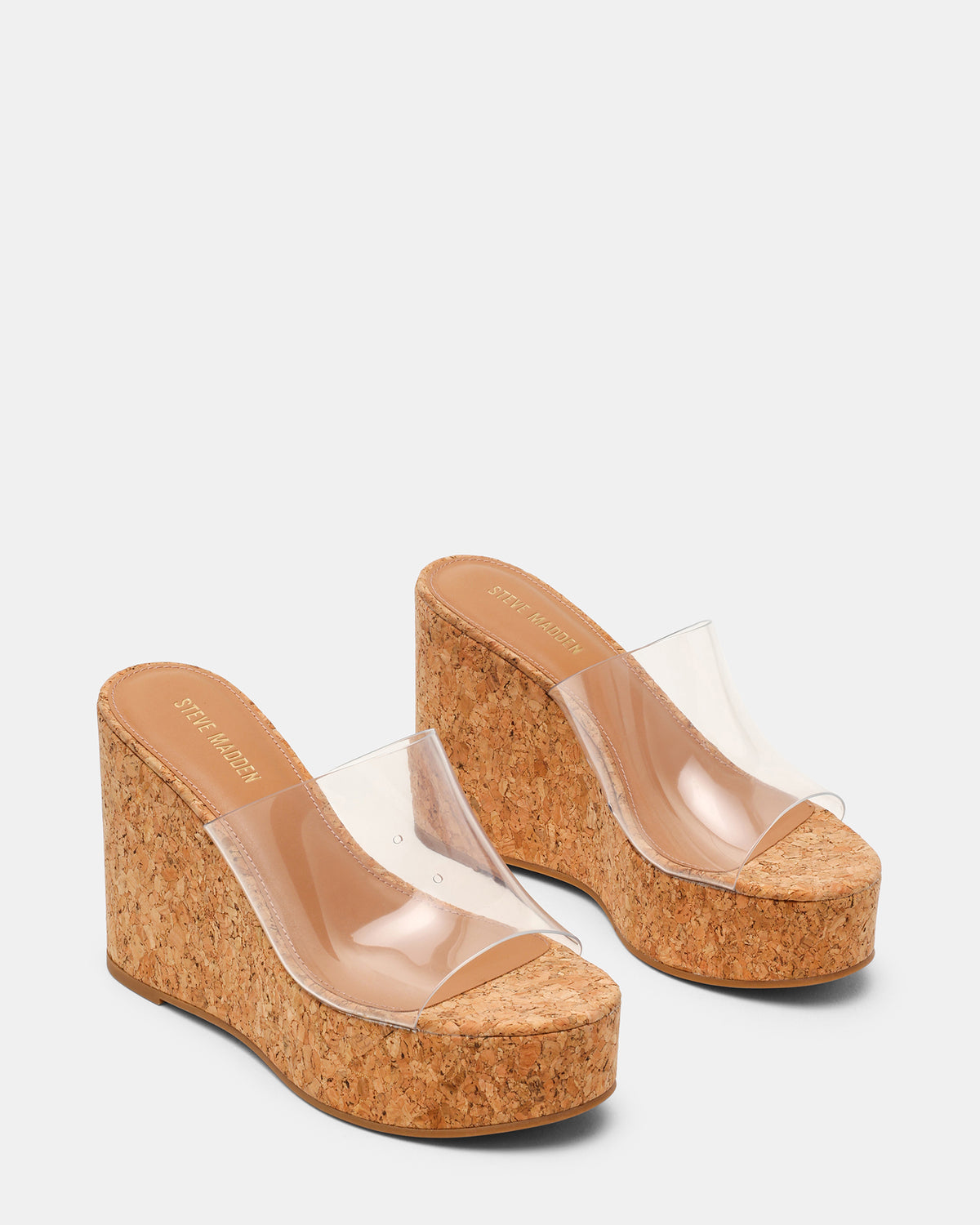 CASSI Cork Clear Platform Raffia Wedge Women's Sandal | Steve Madden Best Price