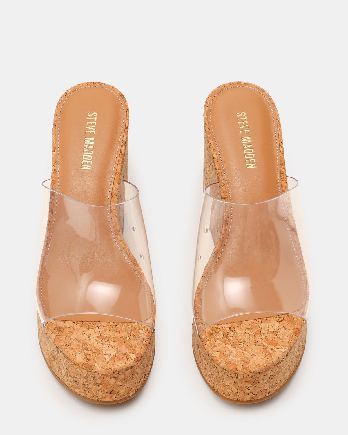 CASSI Cork Clear Platform Raffia Wedge Women's Sandal | Steve Madden Best Price