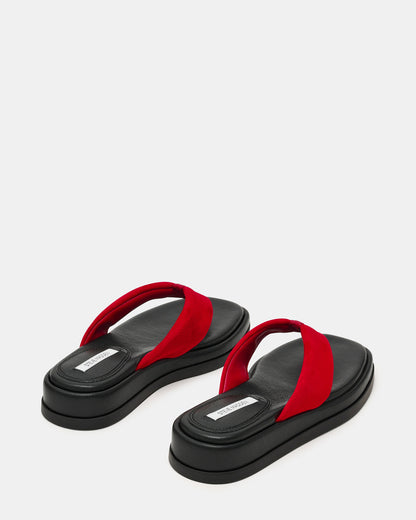 BELLA Red Suede Thong Square-Toe Platform Women's Sandal | Steve Madden Latest