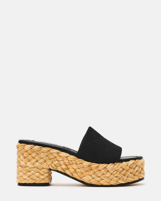 DOCK Raffia Black Platform Mule Women's Sandal | Steve Madden Customer Favorite
