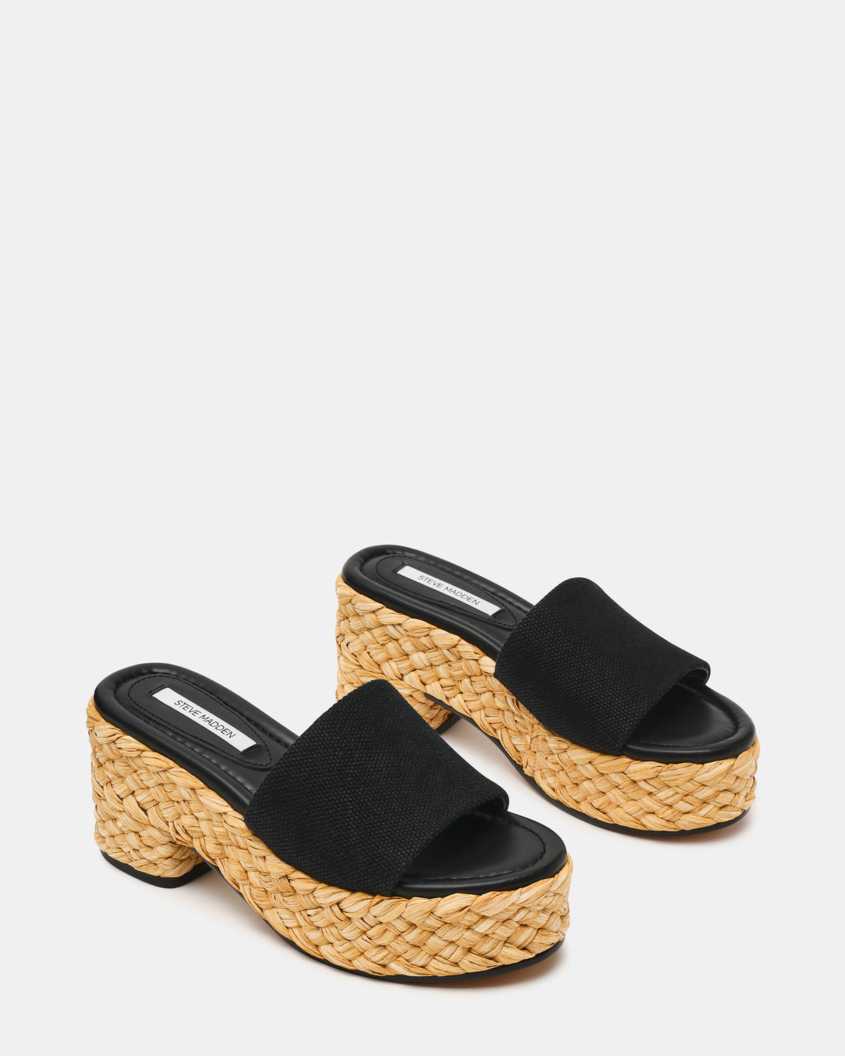 DOCK Raffia Black Platform Mule Women's Sandal | Steve Madden Customer Favorite