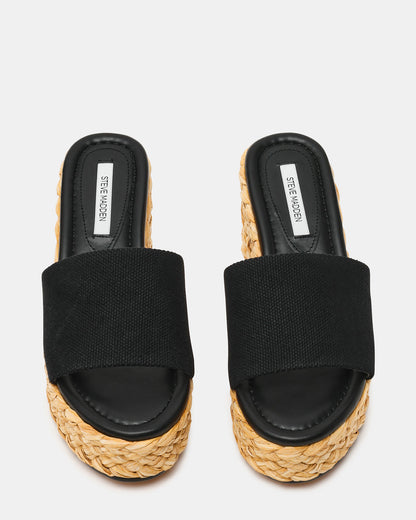 DOCK Raffia Black Platform Mule Women's Sandal | Steve Madden Customer Favorite