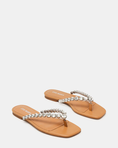 MARBLE Rhinestones Silver Multi Thong Square-Toe Women's Sandal | Steve Madden Special Offer