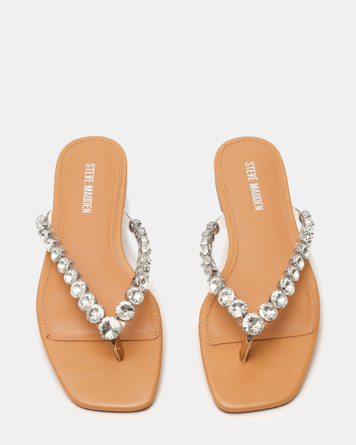 MARBLE Rhinestones Silver Multi Thong Square-Toe Women's Sandal | Steve Madden Special Offer