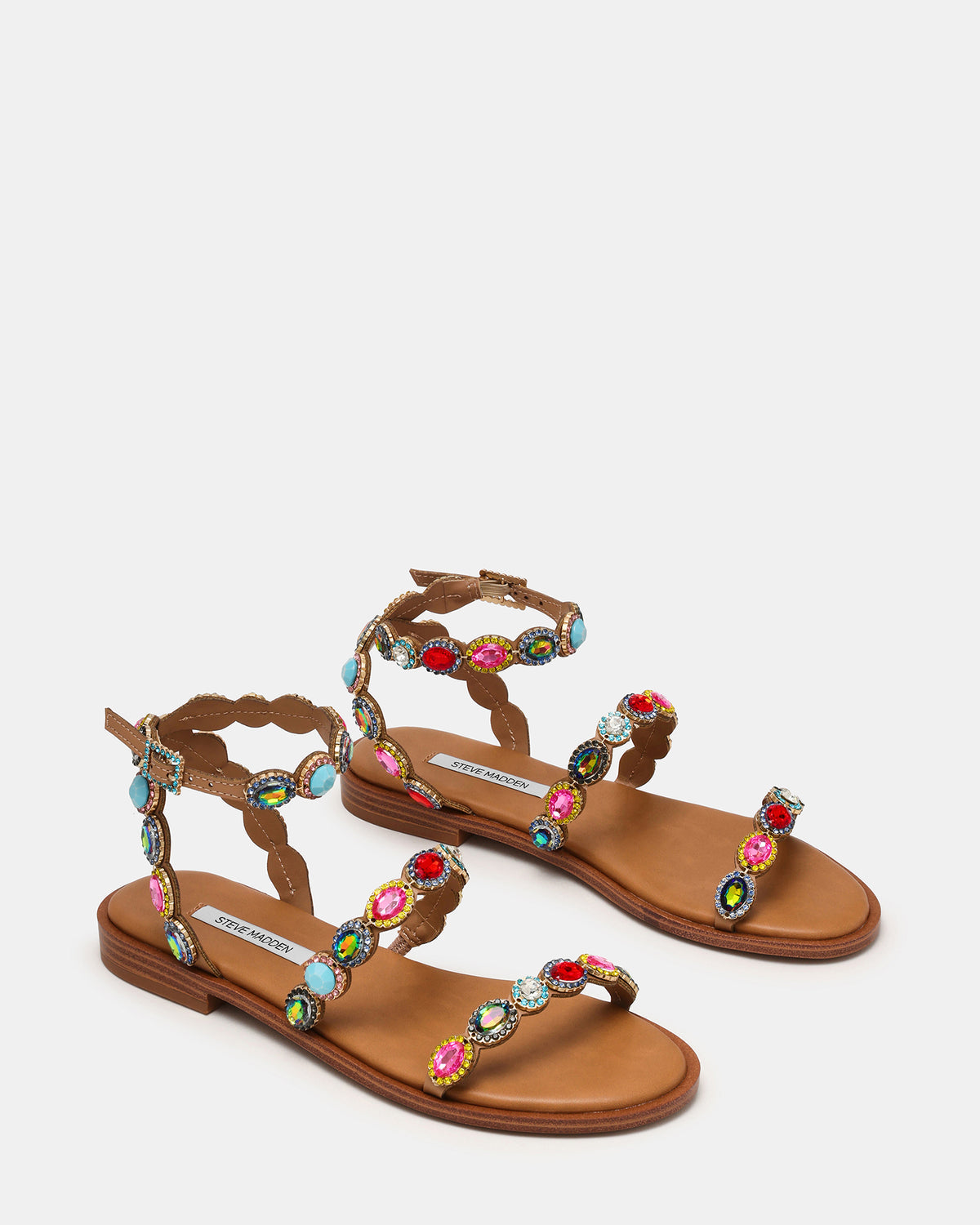 TAWNIE Bright Multi Stone Strappy Ankle Strap Women's Sandal | Steve Madden Special Offer