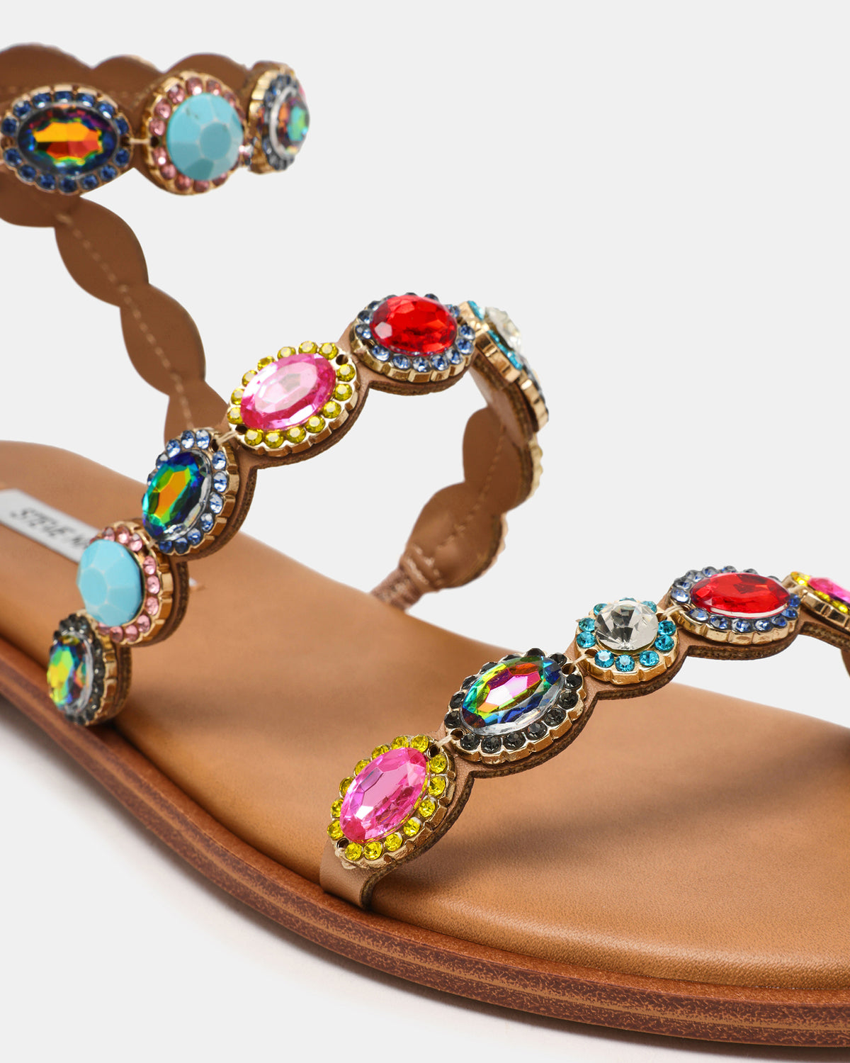 TAWNIE Bright Multi Stone Strappy Ankle Strap Women's Sandal | Steve Madden Special Offer
