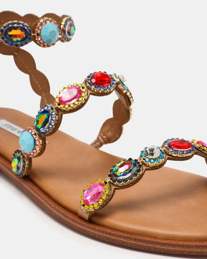 TAWNIE Bright Multi Stone Strappy Ankle Strap Women's Sandal | Steve Madden Special Offer