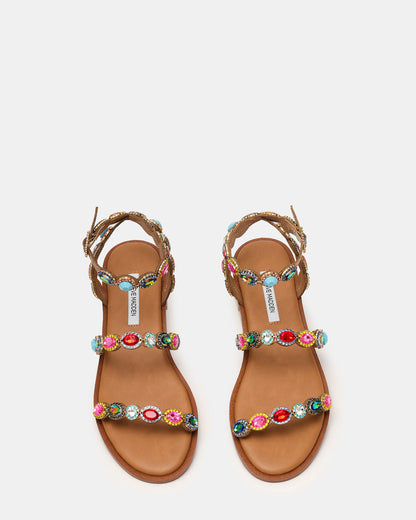 TAWNIE Bright Multi Stone Strappy Ankle Strap Women's Sandal | Steve Madden Special Offer