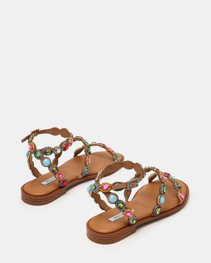 TAWNIE Bright Multi Stone Strappy Ankle Strap Women's Sandal | Steve Madden Special Offer