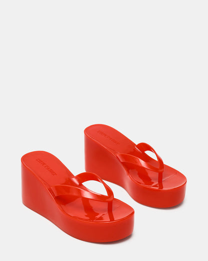 JELLA Red Thong Wedge Women's Platform Sandal | Steve Madden Trending