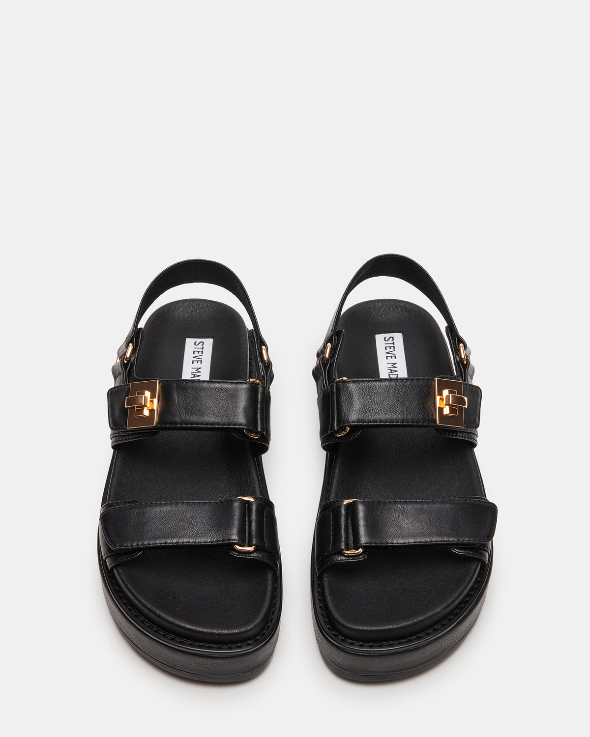 BIGMONA Black Leather Women's Platform Sandal | Steve Madden New