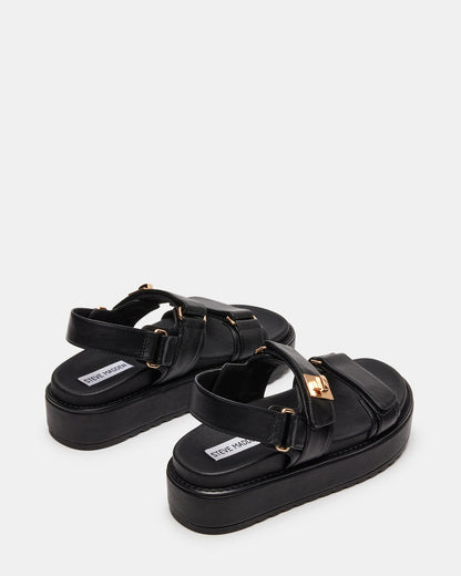 BIGMONA Black Leather Women's Platform Sandal | Steve Madden New