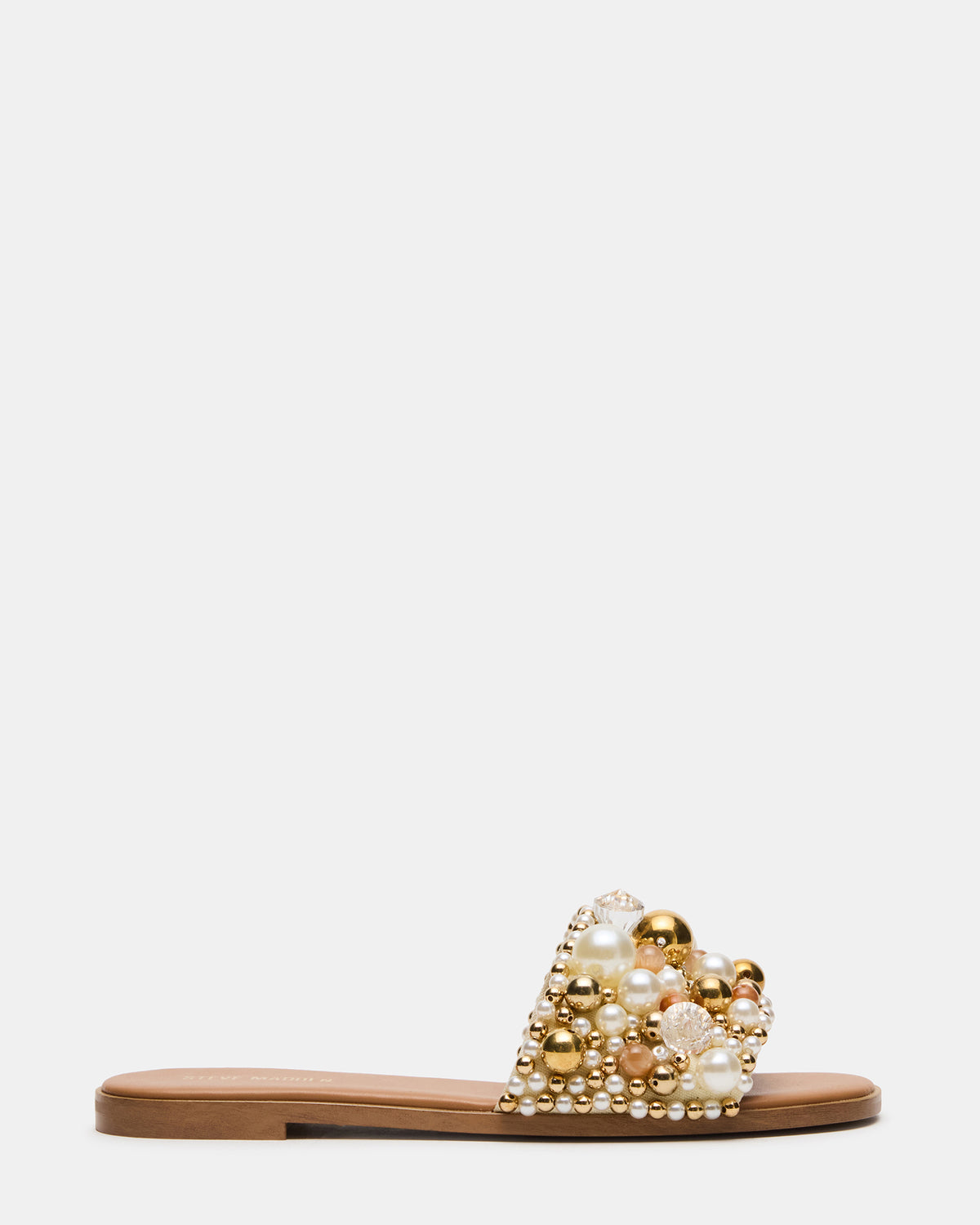 KLIO Coral Multi Ornament Embellished Slide Women's Sandal | Steve Madden Latest