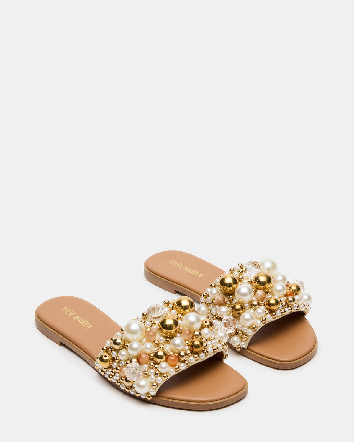 KLIO Coral Multi Ornament Embellished Slide Women's Sandal | Steve Madden Latest