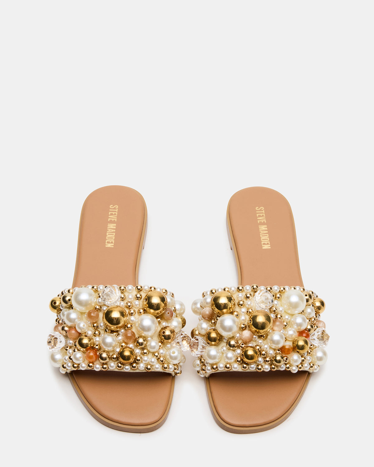 KLIO Coral Multi Ornament Embellished Slide Women's Sandal | Steve Madden Latest