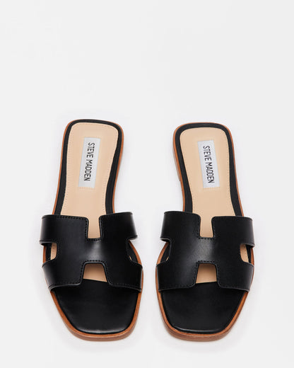 HADYN Black Leather Sandal | Women's Designer Sandals | Steve Madden Best Seller