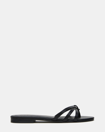 CALISSI Black Leather Strappy Slide Women's Sandal | Steve Madden Discount