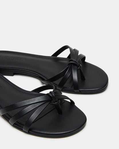 CALISSI Black Leather Strappy Slide Women's Sandal | Steve Madden Discount