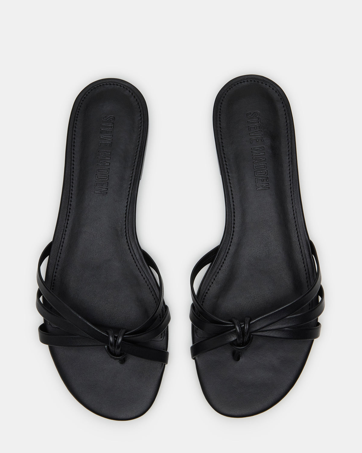 CALISSI Black Leather Strappy Slide Women's Sandal | Steve Madden Discount