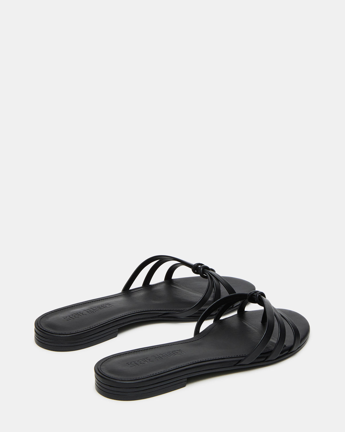 CALISSI Black Leather Strappy Slide Women's Sandal | Steve Madden Discount