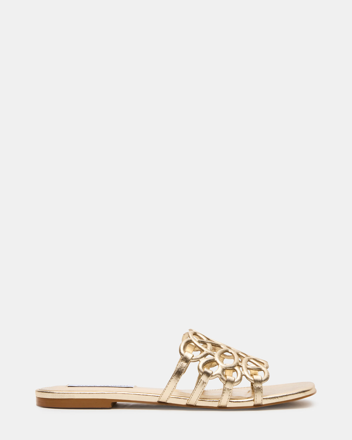 LOTUS Gold Leather Square-Toe Slide Women's Sandal | Steve Madden New