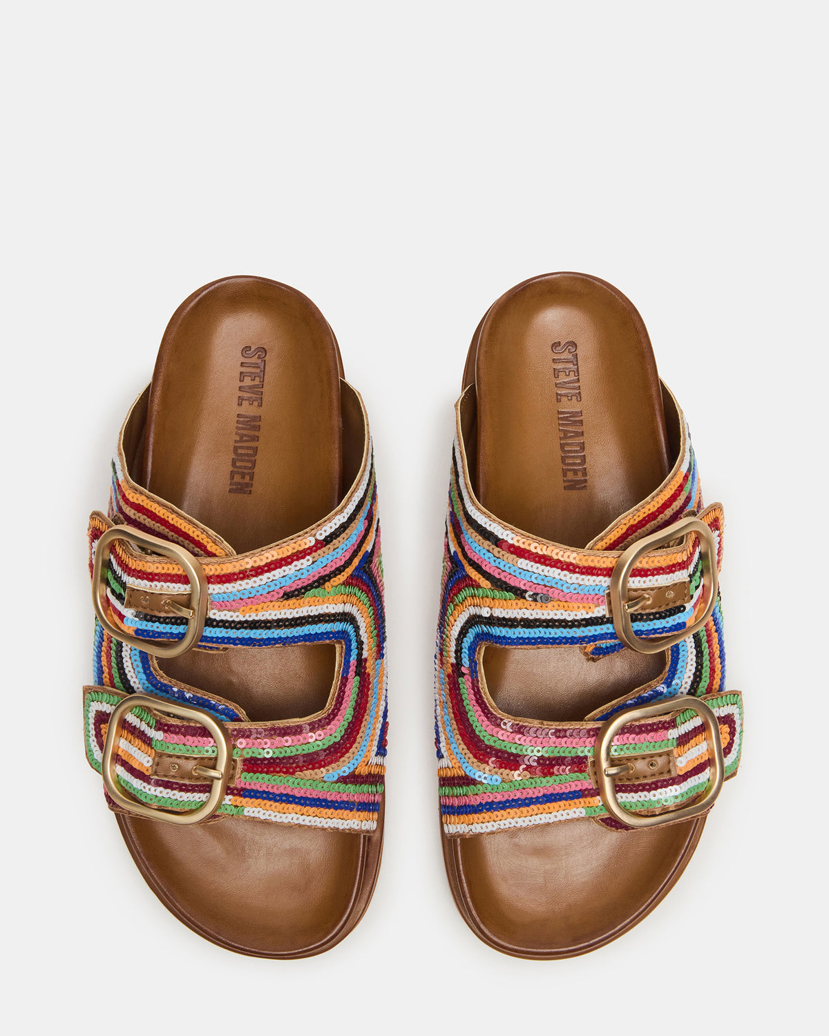 TOURIST Multi Color Footbed Slide Women's Sandal | Steve Madden Best Seller