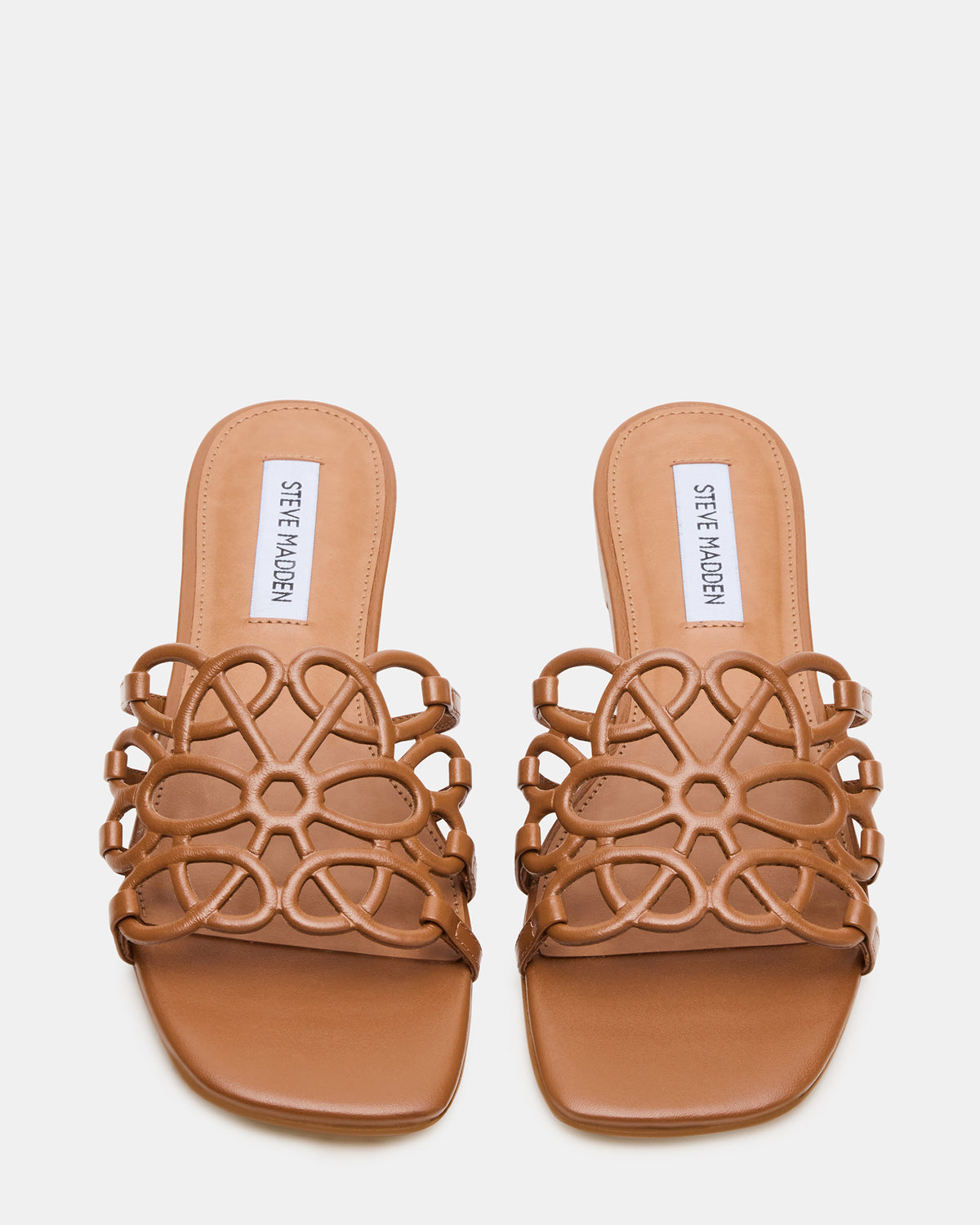 LOTUS Tan Leather Square-Toe Slide Women's Sandal | Steve Madden Signature
