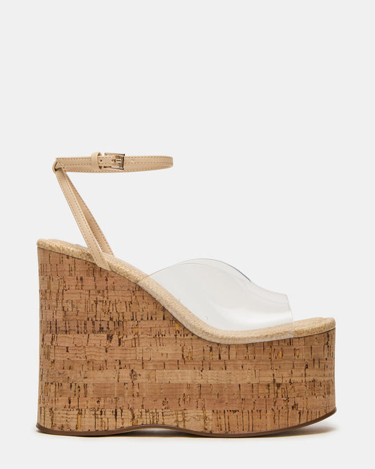 SINAI Clear Square-Toe Platform Wedge Strappy Women's Sandal | Steve Madden Everyday