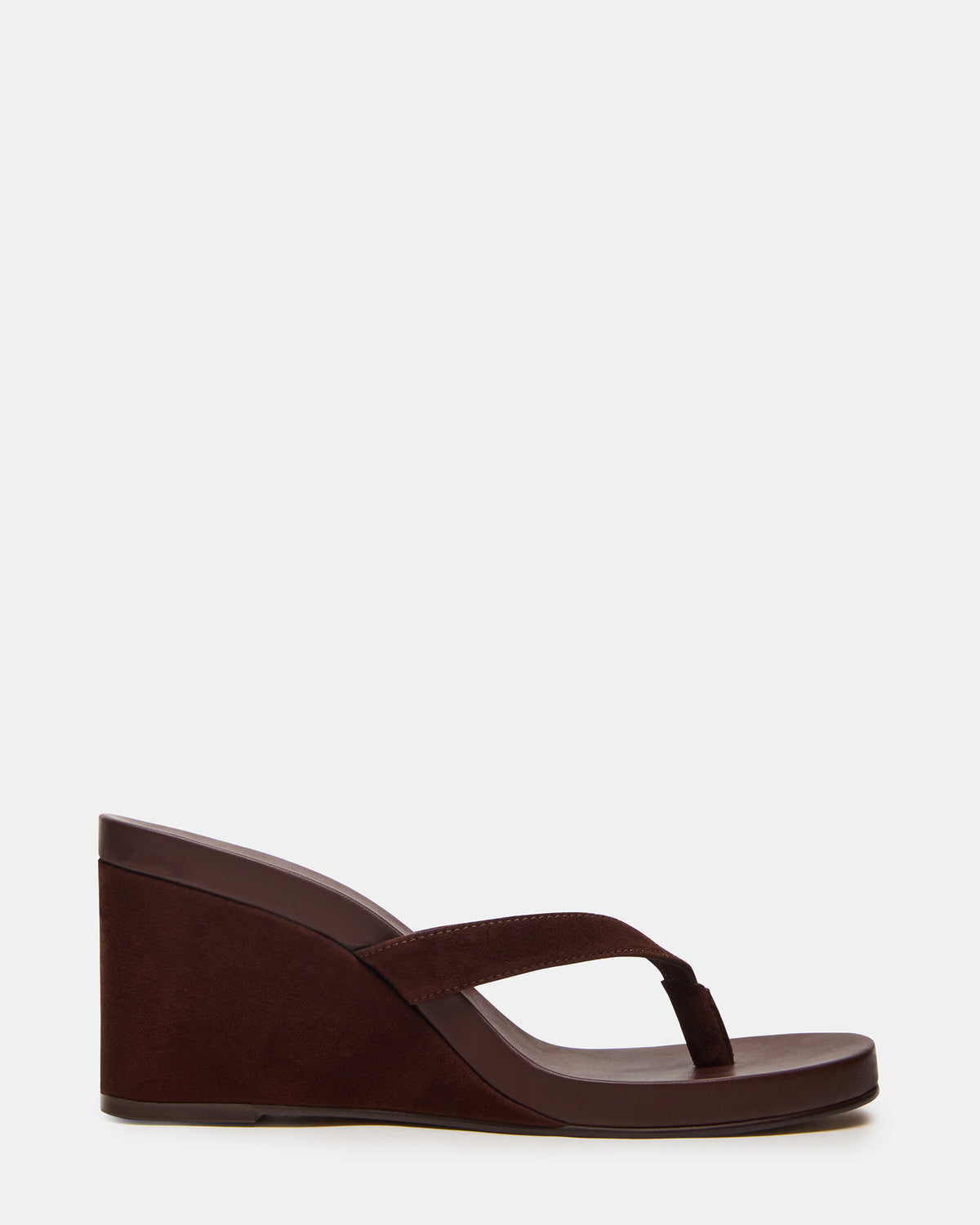 PLAYING Brown Suede Thong Wedge Women's Sandal | Steve Madden Special Offer