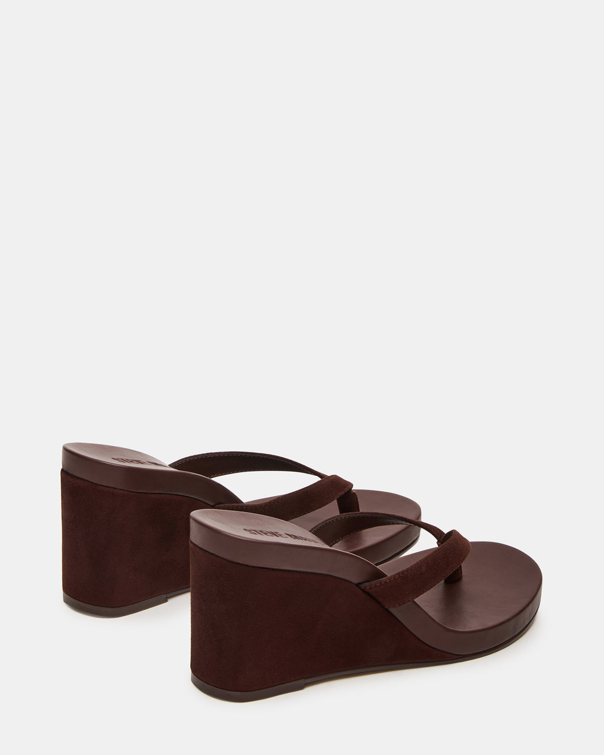 PLAYING Brown Suede Thong Wedge Women's Sandal | Steve Madden Special Offer