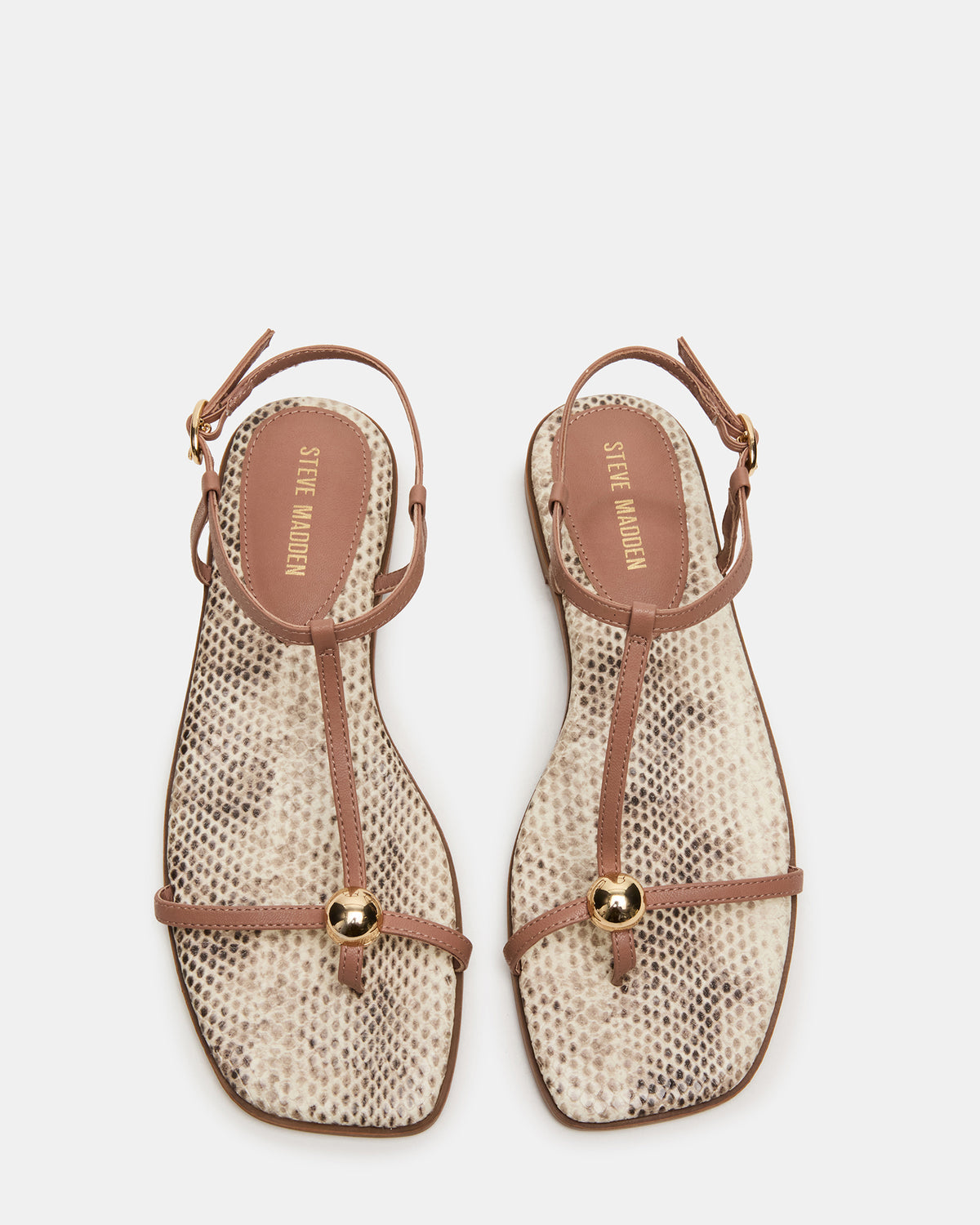 RITZY Natural Snake Square-Toe Strappy Women's Sandal | Steve Madden New
