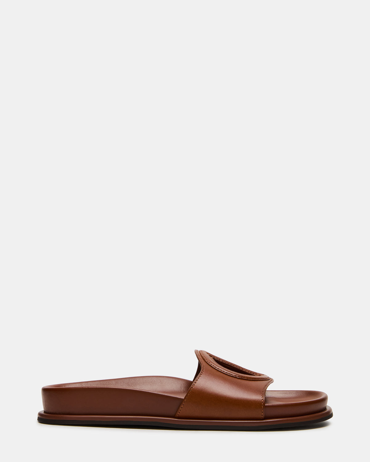 ZOSIA Cognac Leather Cut-Out Slide Footbed Women's Sandal | Steve Madden Deals