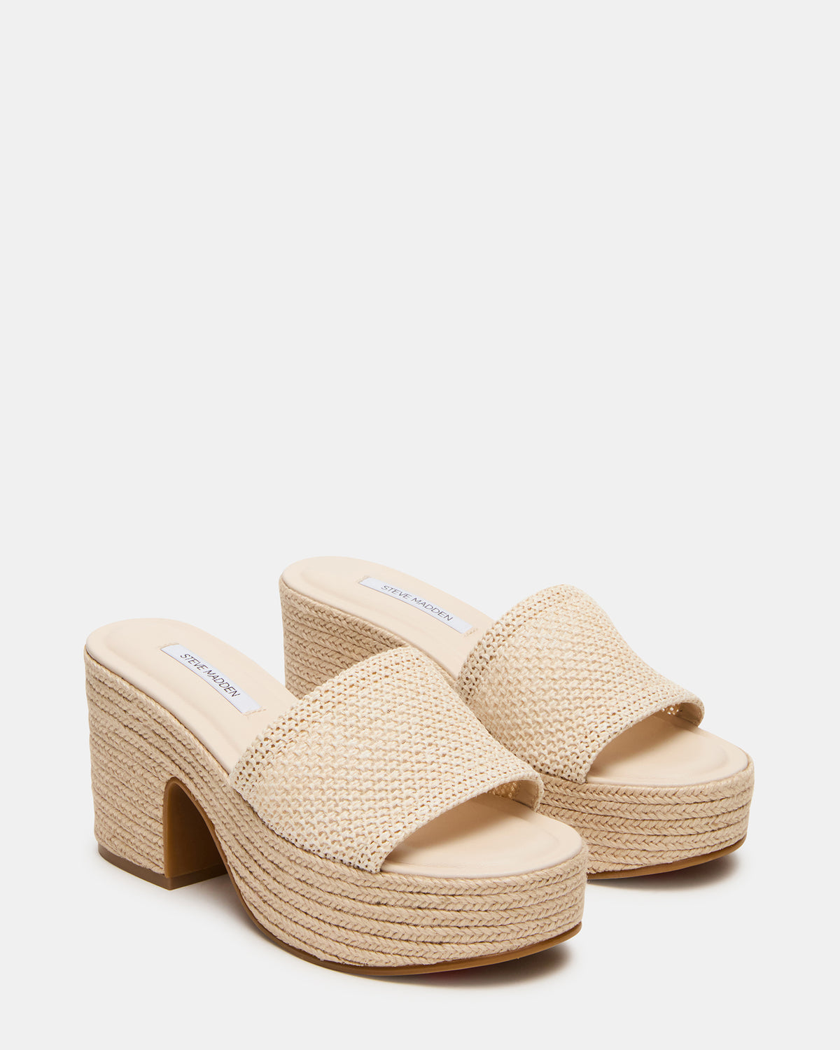 TRIPPY Natural Raffia Platform Mule Women's Sandal | Steve Madden Value