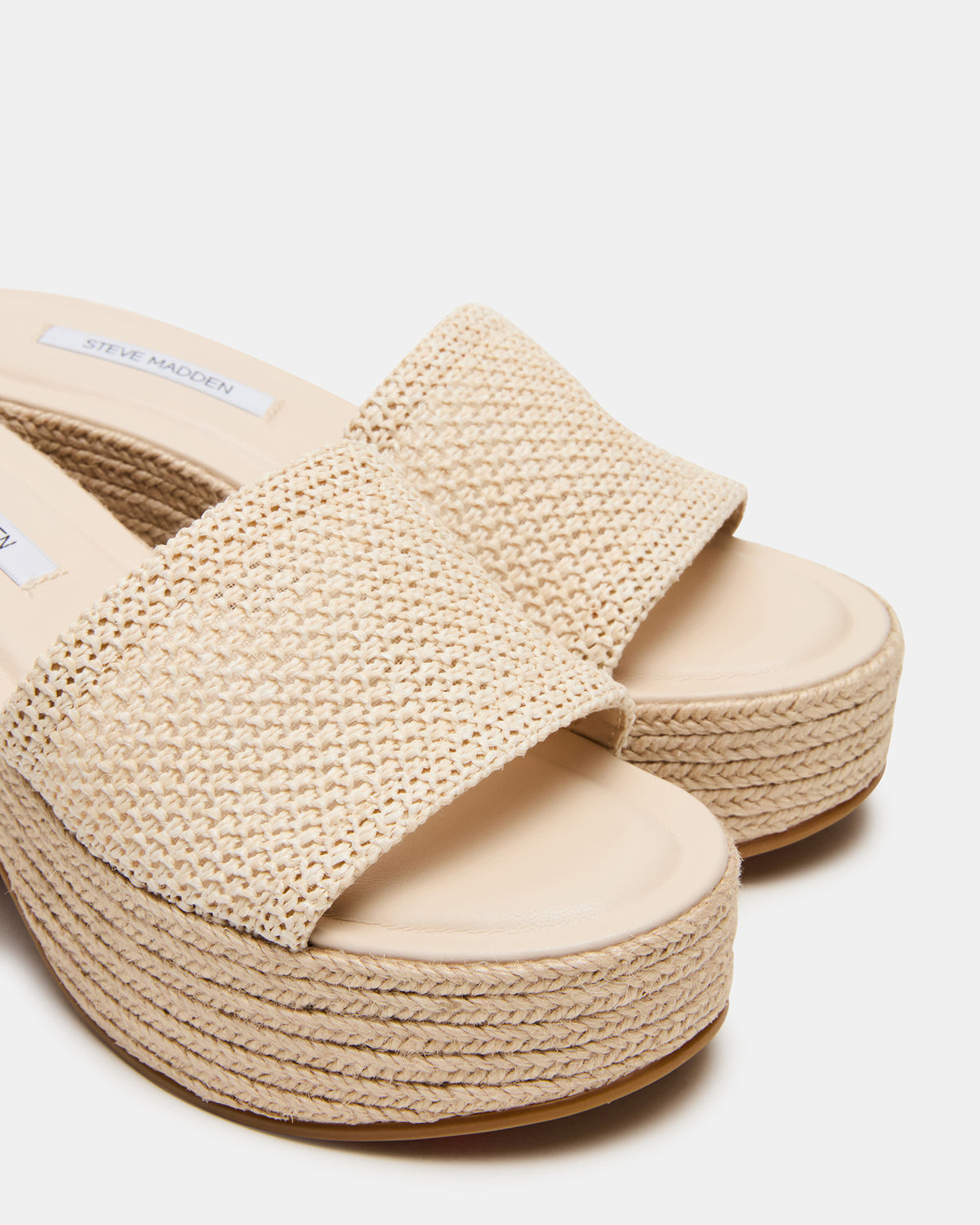 TRIPPY Natural Raffia Platform Mule Women's Sandal | Steve Madden Value