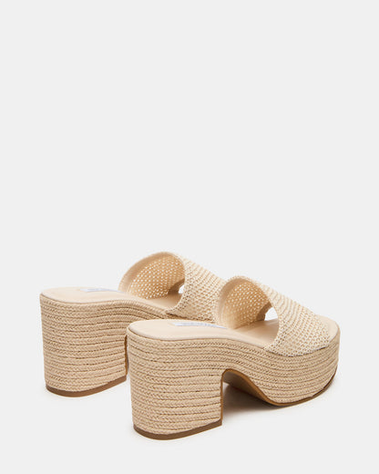 TRIPPY Natural Raffia Platform Mule Women's Sandal | Steve Madden Value
