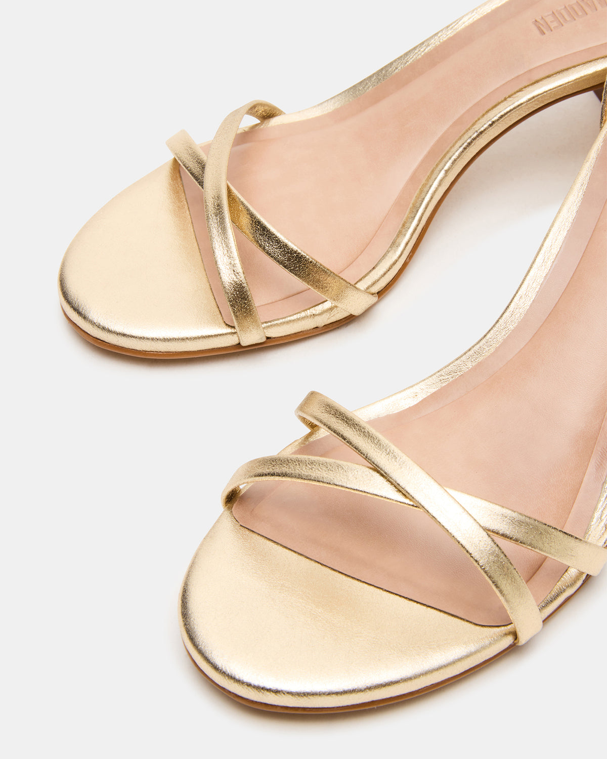 RAE Gold Leather Strappy Block Heel Women's Sandal | Steve Madden Exclusive