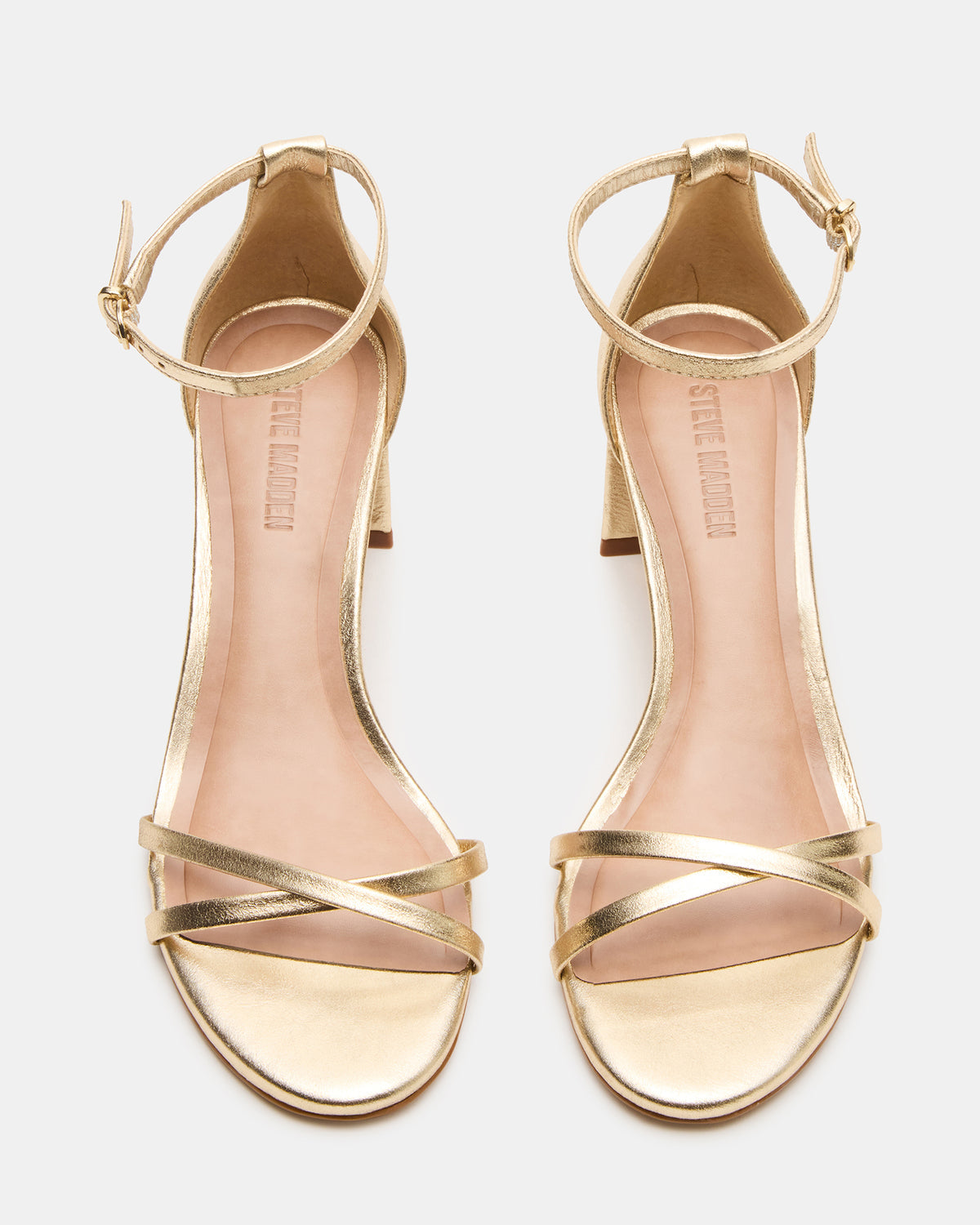 RAE Gold Leather Strappy Block Heel Women's Sandal | Steve Madden Exclusive