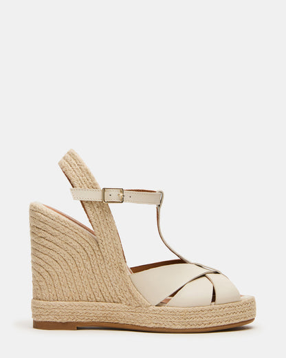 THELMA Bone Leather Espadrille Wedge Ankle Strap Women's Sandal | Steve Madden Deals