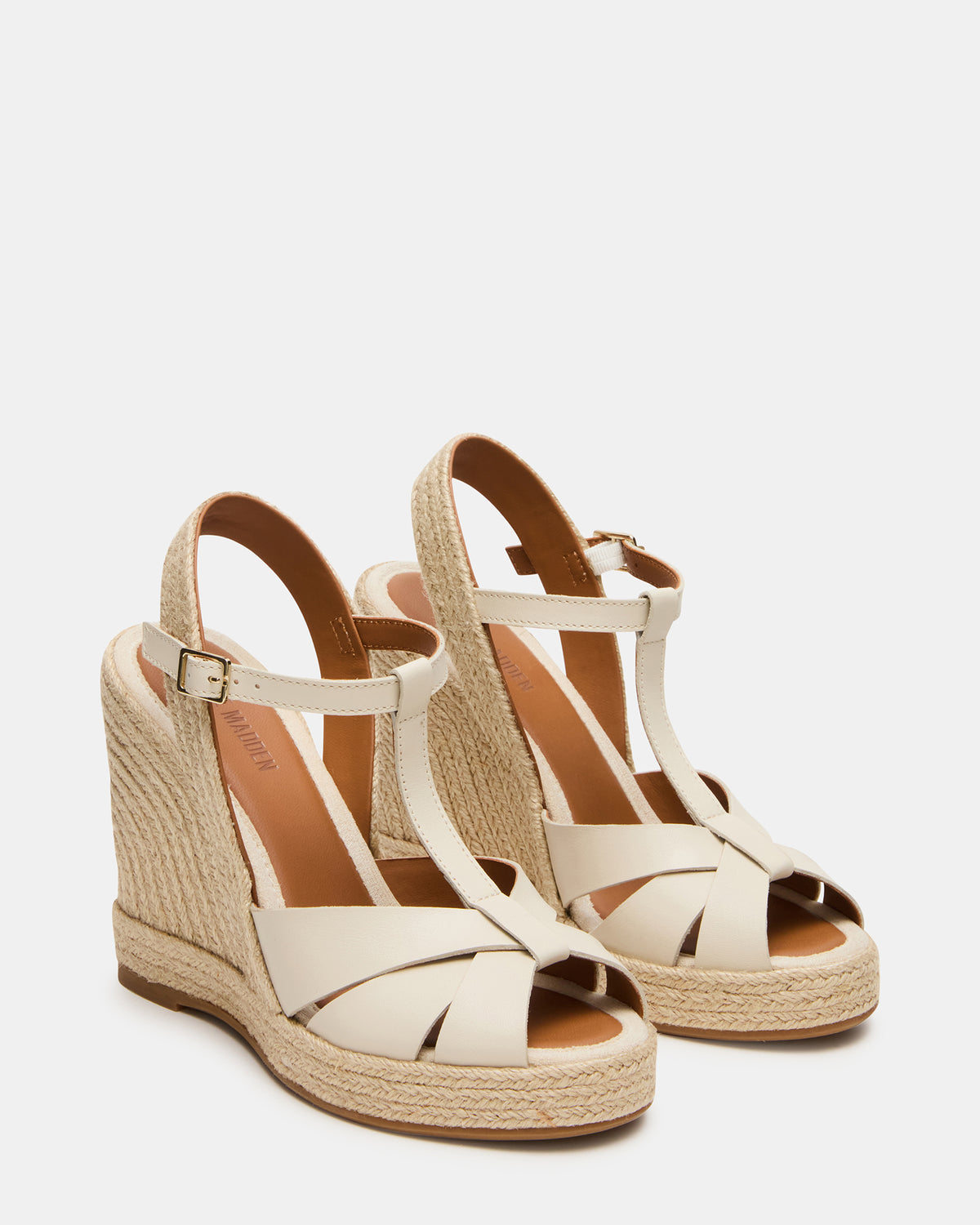 THELMA Bone Leather Espadrille Wedge Ankle Strap Women's Sandal | Steve Madden Deals