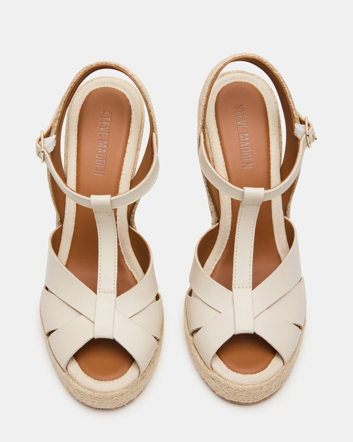 THELMA Bone Leather Espadrille Wedge Ankle Strap Women's Sandal | Steve Madden Deals