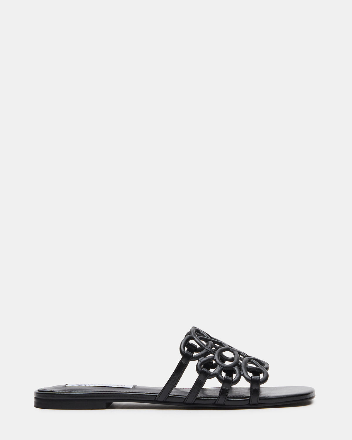 LOTUS Black Leather Square-Toe Slide Women's Sandal | Steve Madden New
