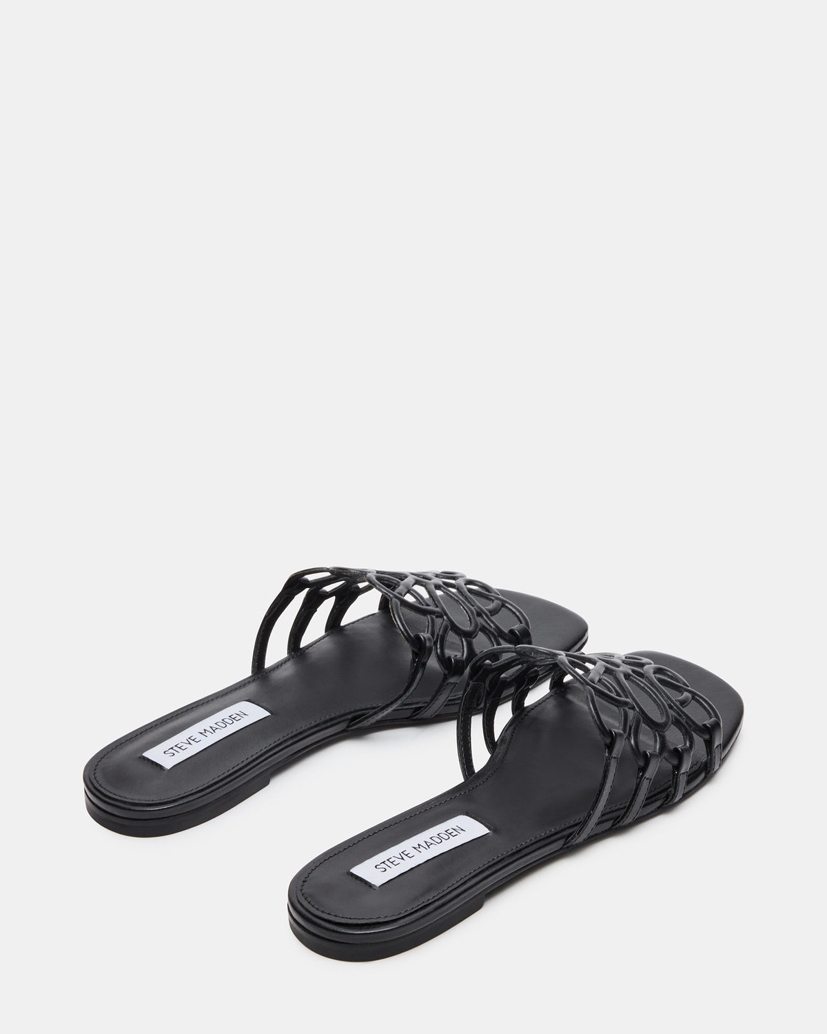 LOTUS Black Leather Square-Toe Slide Women's Sandal | Steve Madden New