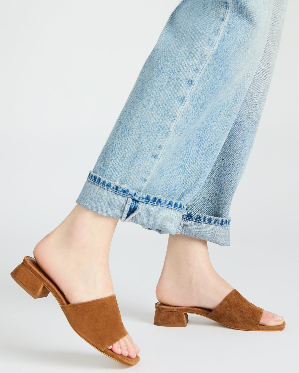 MONTGOMERY Chestnut Suede Square-Toe Slide Mule Women's Sandal | Steve Madden Trusted