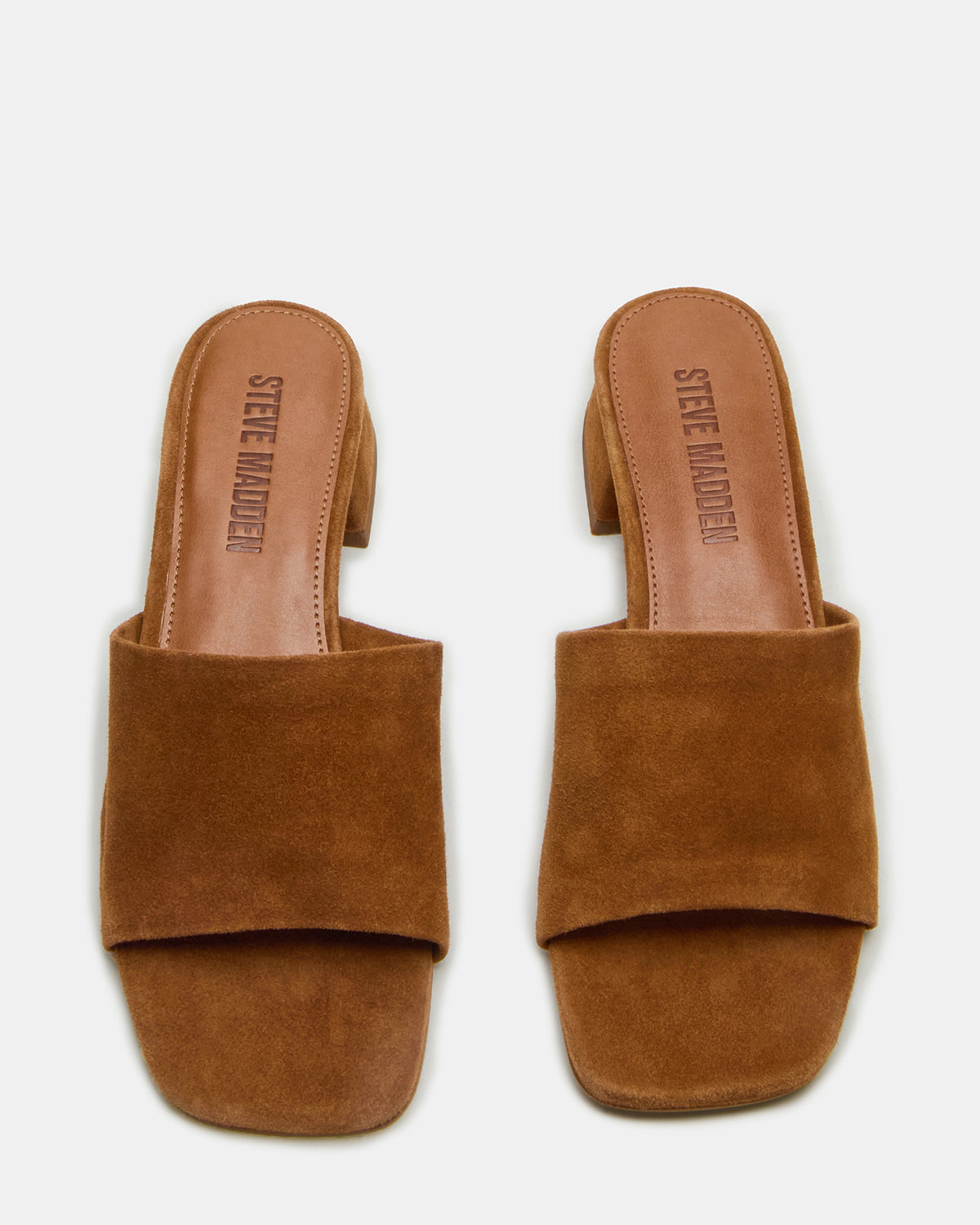 MONTGOMERY Chestnut Suede Square-Toe Slide Mule Women's Sandal | Steve Madden Trusted