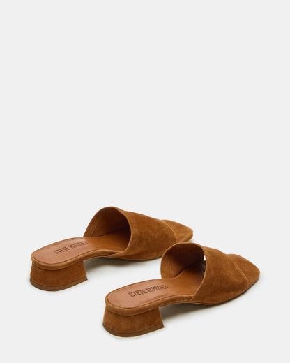 MONTGOMERY Chestnut Suede Square-Toe Slide Mule Women's Sandal | Steve Madden Trusted