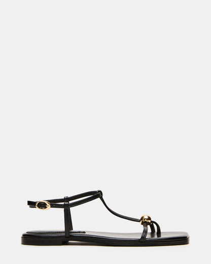 RITZY Black Square-Toe Strappy Women's Sandal | Steve Madden Essential