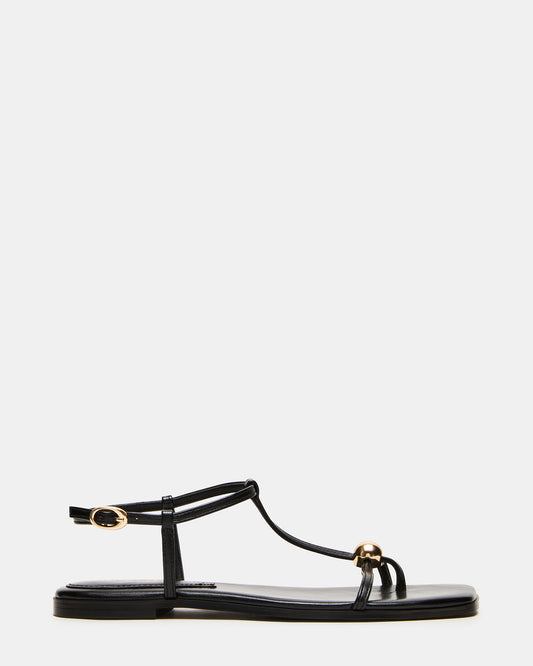 RITZY Black Square-Toe Strappy Women's Sandal | Steve Madden Essential