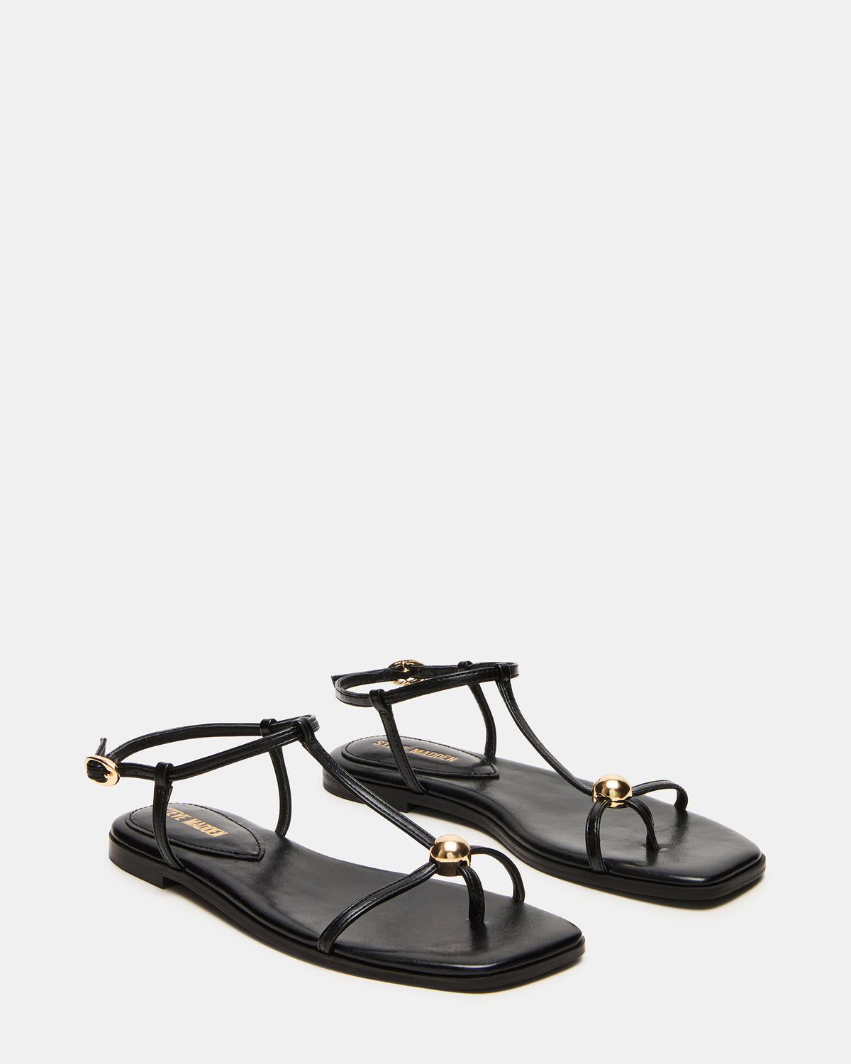 RITZY Black Square-Toe Strappy Women's Sandal | Steve Madden Essential