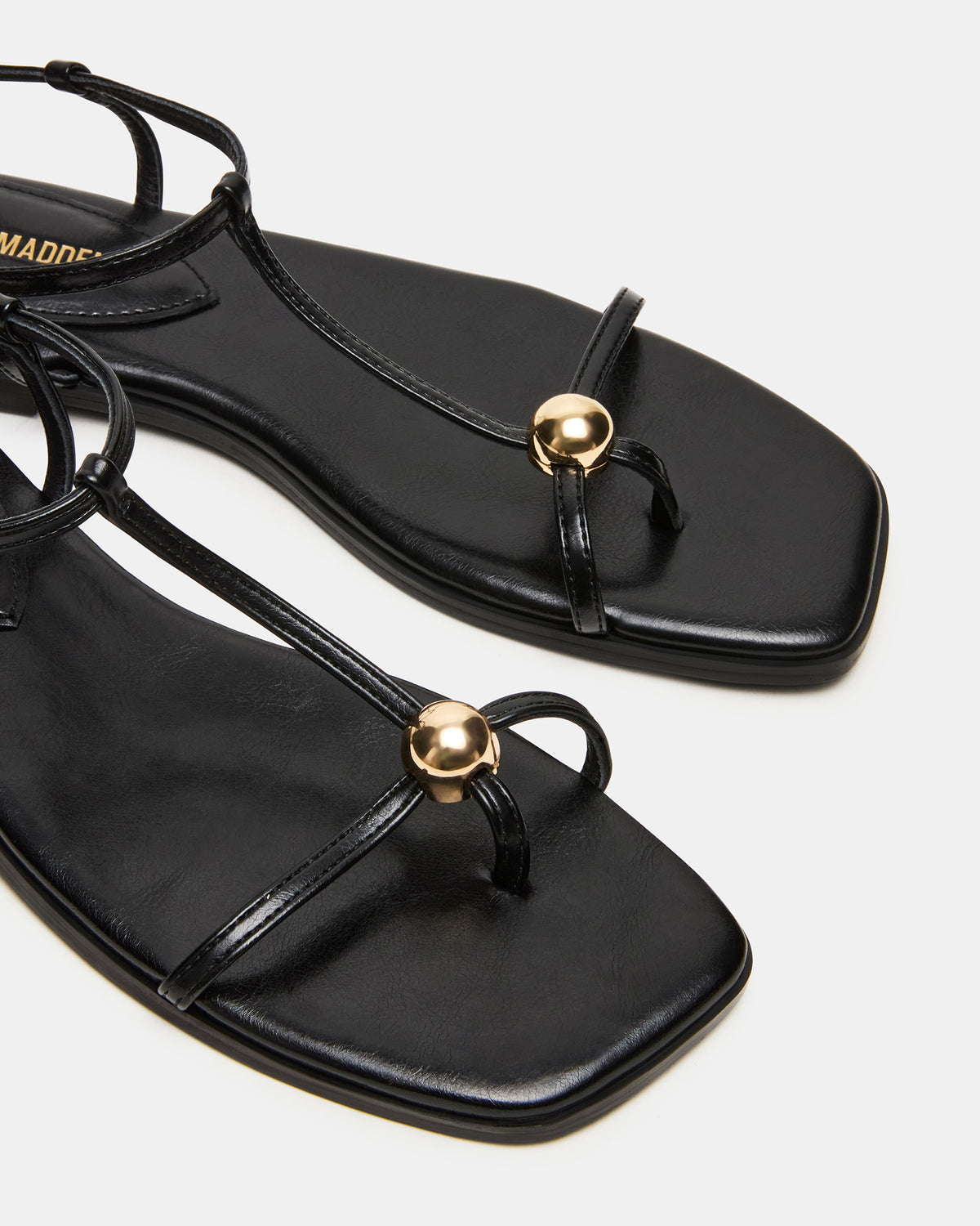 RITZY Black Square-Toe Strappy Women's Sandal | Steve Madden Essential